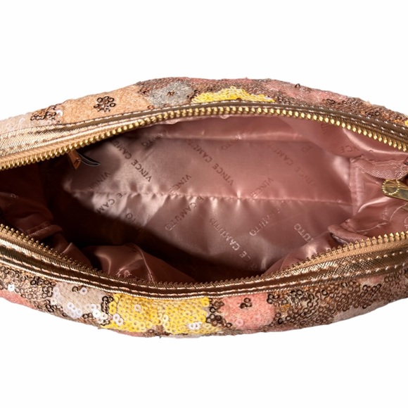 Vince Camuto Sequin Floral Cosmetic Bag - Pink and Yellow - Picture 4 of 7